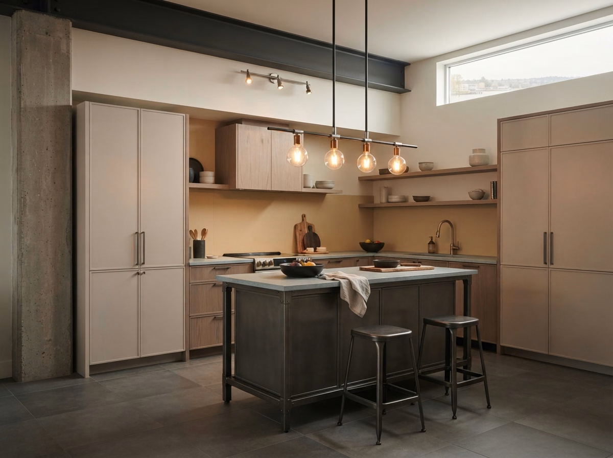 Industrial Mixed Metal Lighting Style in Riverside County.
