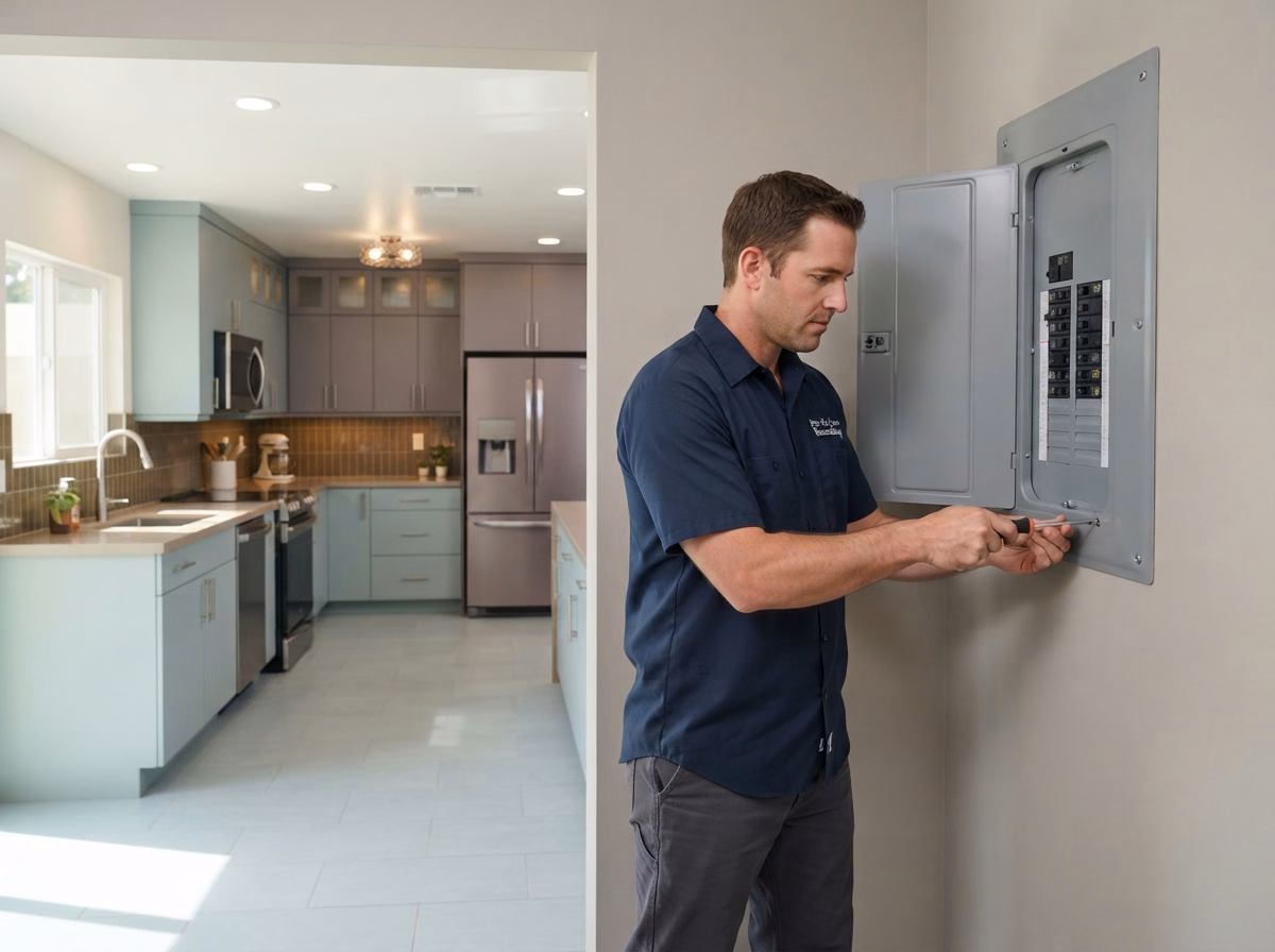 Kitchen Lighting Circuit Electrical Work in Riverside County.